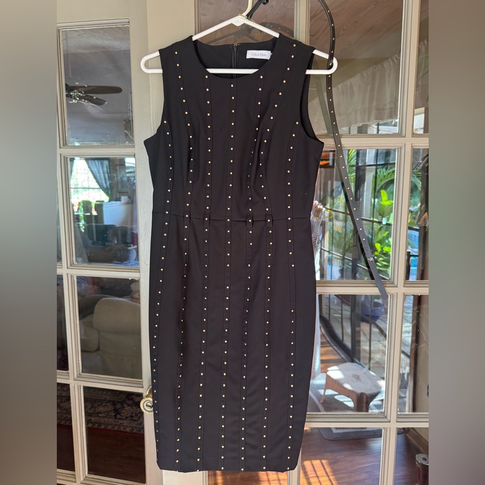 Calvin Klein Black Dress with Gold Studs
